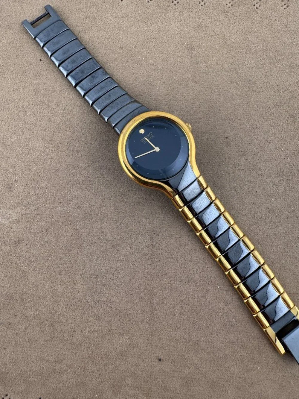 Seiko Asymmetrical Black and Gold Watch